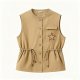 Beige Button-Front Vest with Star Patch & Adjustable Drawstring Waist