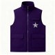 Deep Purple Zip-Front Vest with Silver Star Patch & Cargo Pockets