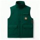 Dark Green Button-Front Vest with Star Patch & Cargo Pockets