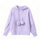 Lavender Heart & Pom-Pom Hooded Sweater