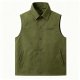 Olive Green Collared Button-Front Vest with "Notice" Embroidery