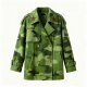 Green Camouflage Trench Jacket with Red Star Embroidery