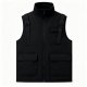 Black Tactical Zip-Front Vest with Shoulder Straps & Cargo Pockets