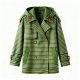 Green Striped Trench Jacket with Red Star Embroidery