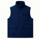 Navy Blue Zip-Front Utility Vest with Cargo Pockets